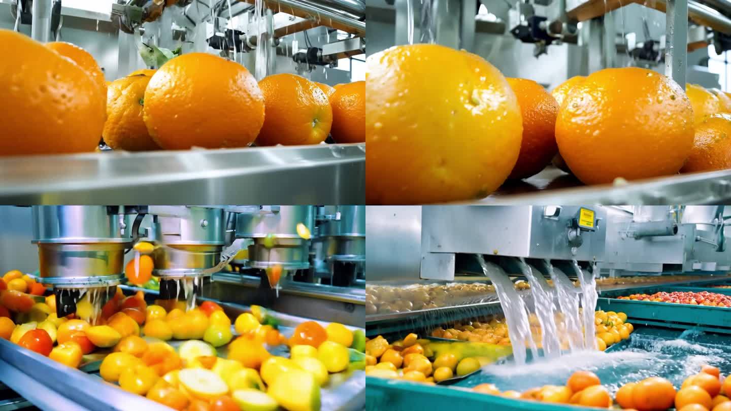现代化橙子橙汁清洗农产品包装加工生产线